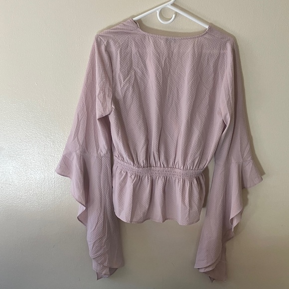 Express  Cascading Butterfly Split Sleeve Surplice Blouse - Picture 3 of 4